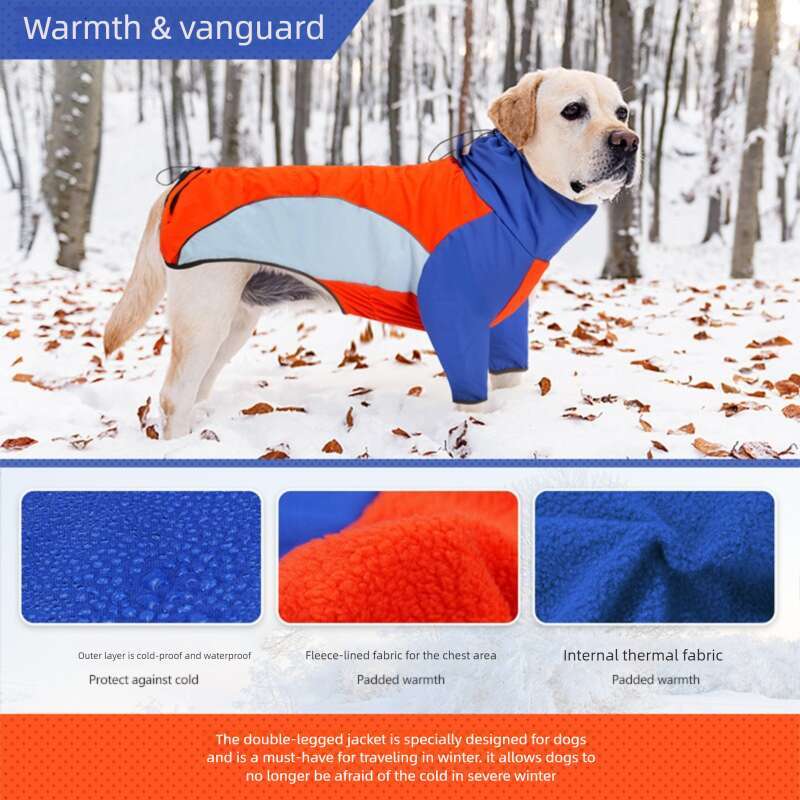 Famous brand New cross border medium large jacket double legged cotton coat waterproof windproof thickened and warm dog clothing in stock pupakaIK
