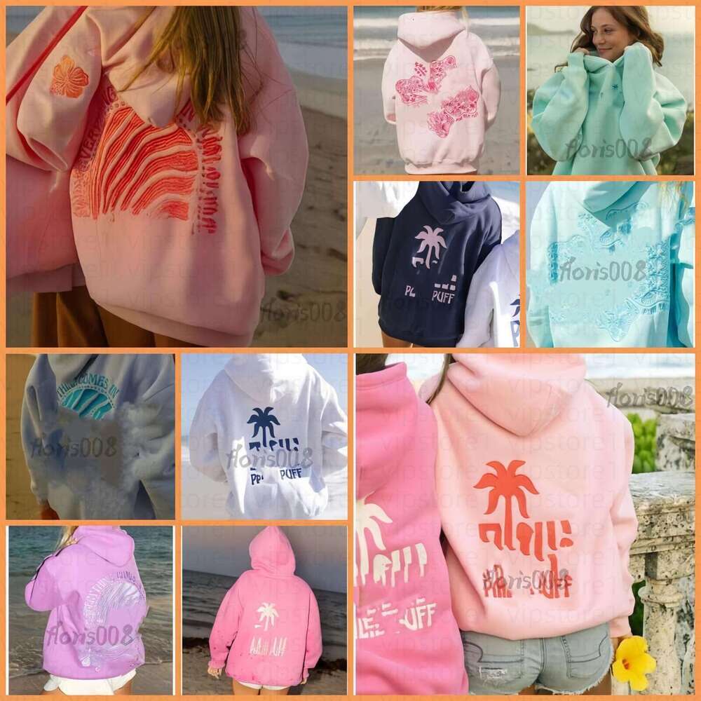 Designer Pink Palm hoodies Chasing Sunsets Hoodies Embroidery Sunshine Fashion Y2k Loose Hooded Sweatshirt hoodie Women street Autumn hoody yh07