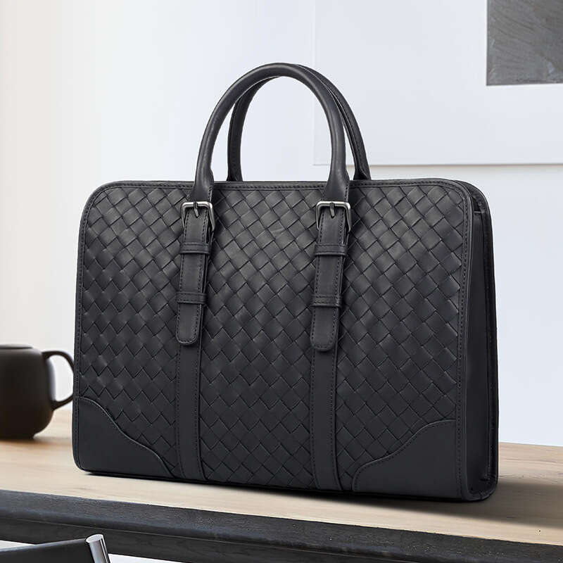 Luxury Shoulder Bags Totes Hobo New Genuine Leather Woven Business Briefcase Simple Large Capacity Laptop Bag Fashionable Men S Handbag SENYY