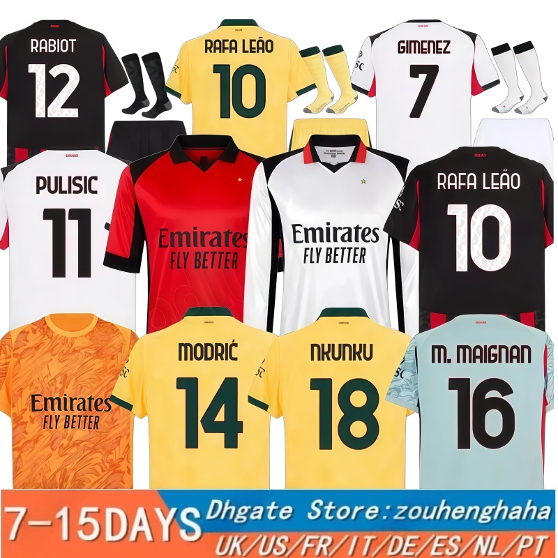25 26 Maglia MODRIC Soccer Jerseys 2025 2026 Home Away Third THEO PULISIC ROMAGNOLI RAFA LEAO JOAO FELIX GIMENEZ Fan Player Men Kids Football shirts uniform 88