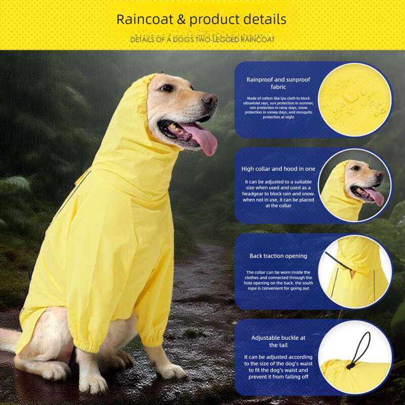 Famous brand Amazon New Dog Raincoat High Collar Waterproof Reflective with Leash Attachment for Medium and Large Dogs In Stock pupakaIK