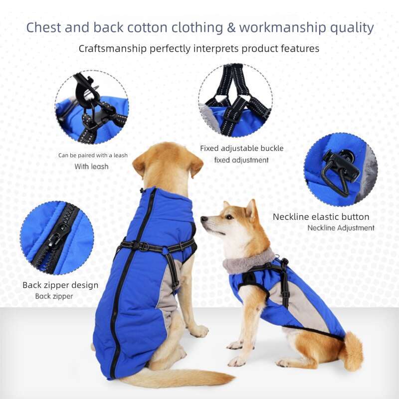 Famous brand New winter pet clothing coat windproof warm zippered cotton jacket with integrated chest and back design cross border dog apparel pupakaI