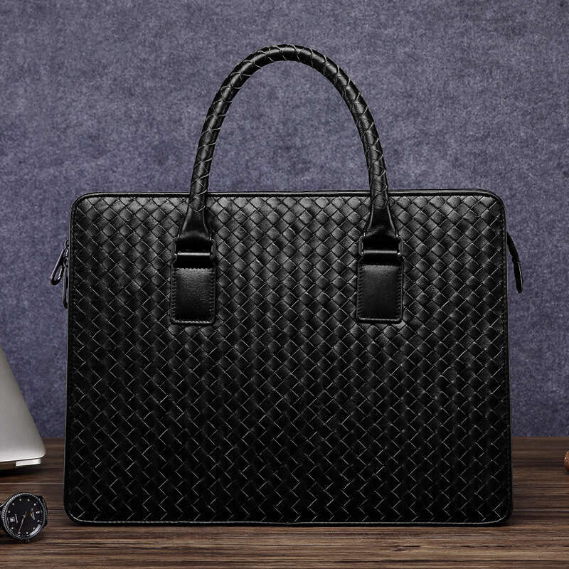 Luxury Shoulder Bags Totes Hobo Top Layer Cowhide Handwoven Bag Genuine Leather Business Briefcase Large Capacity Men S Handbag One Piece Dropshipping