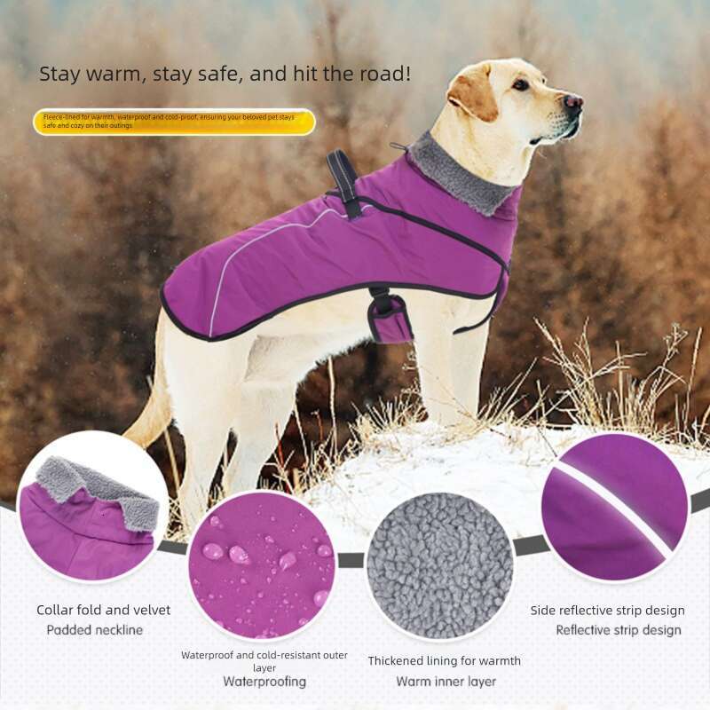 Famous brand Lamb Wool Thickened Dog Clothes Waterproof Warm High Collar Amazon Winter Cotton Coat for Medium and Large Dogs pupakaIK