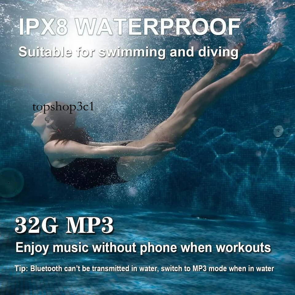 shokz Bone Conduction Bluetooth Headphones 32G Memory Sports run Waterproof Swimming headsets for aftershokz openswim