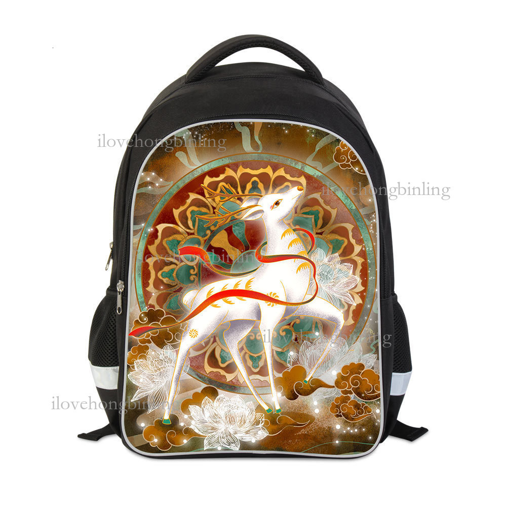2026 Luxury New Dunhuang Cultural And Creative Printed Backpack Fashion Chinese Mural Women's Large Capacity Travel Bag Primary School Backpack T