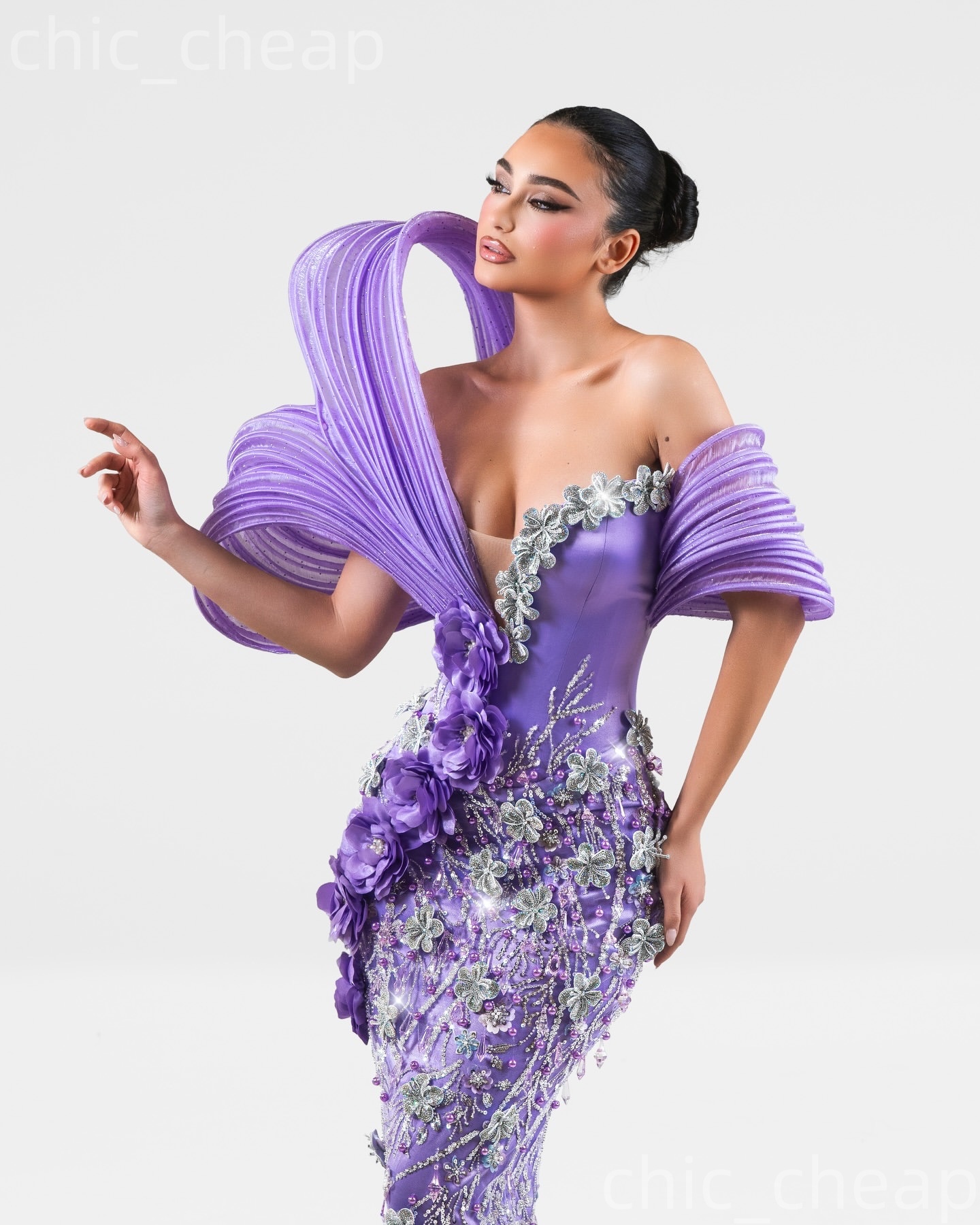 Aso Ebi Lilac Mermaid Prom Dresses 2026 Flowers Crystals Sequined Evening Formal Party Second Birthday Engagement Gowns Dress For Special Occasions