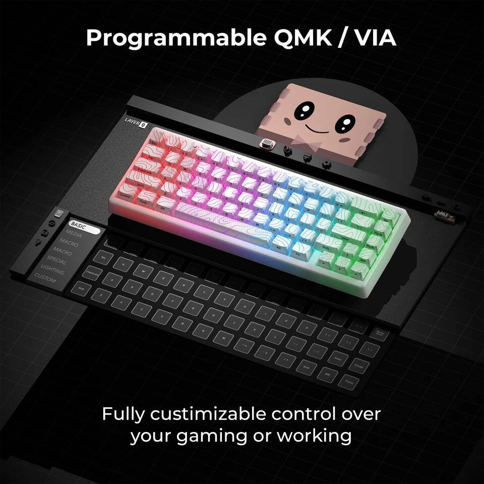 XVX M67 JadeStone Mechanical With IMD-Tech Keycaps Hot Swappable Gasket Tri-Mode Custom RGB Wireless Keyboard 65%