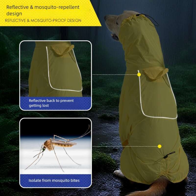 Famous brand Amazon New Dog Raincoat High Collar Waterproof Reflective with Leash Attachment for Medium and Large Dogs In Stock pupakaIK