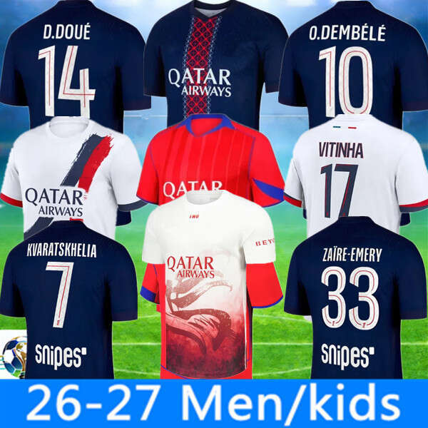 2025 2026 maillot de foot KVARATSKHELIA soccer jersey CHEVALIER JOAO NEVES HAKIMI football shirt 25 26 Fourth BARCOLA Zaire-Emery O.Dembele PARIS final PSGES men 8