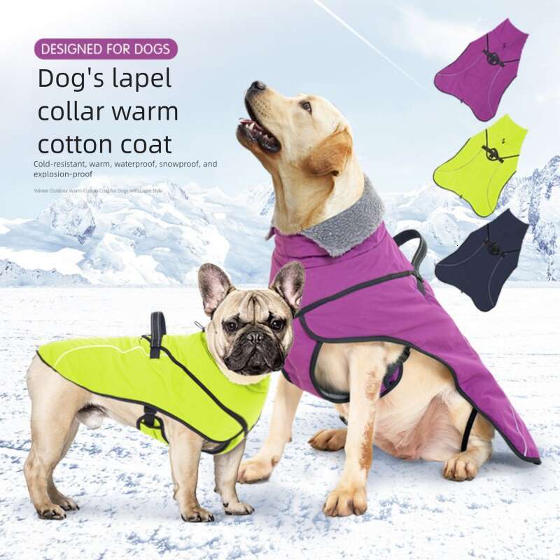 Famous brand Lamb Wool Thickened Dog Clothes Waterproof Warm High Collar Amazon Winter Cotton Coat for Medium and Large Dogs pupakaIK