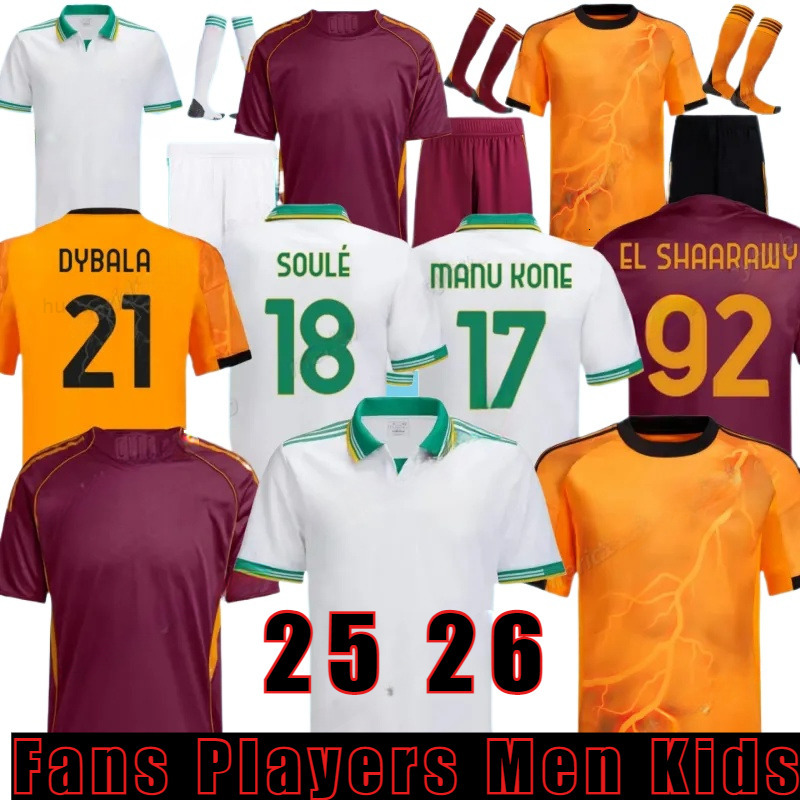25 26 ROMA Men Kids Soccer Jersey Football Shirt ABRAHAM PAREDES DYBALA MANCINI E LE FEE ZALEWSKI EL SHAARAWY Maglia ROME football jersey 2025 2026