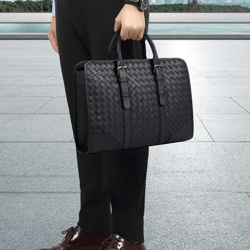 Luxury Shoulder Bags Totes Hobo New Genuine Leather Woven Business Briefcase Simple Large Capacity Laptop Bag Fashionable Men S Handbag SENYY