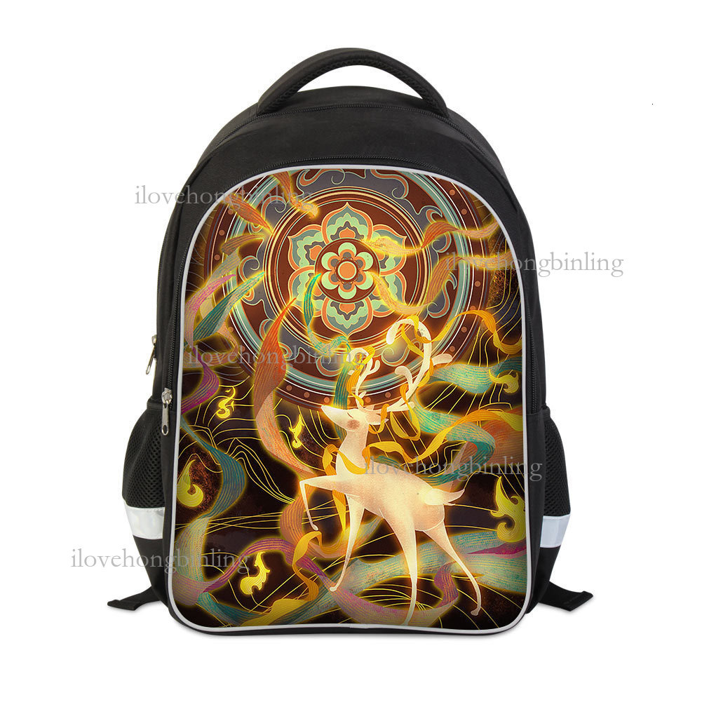 2026 Luxury New Dunhuang Cultural And Creative Printed Backpack Fashion Chinese Mural Women's Large Capacity Travel Bag Primary School Backpack T