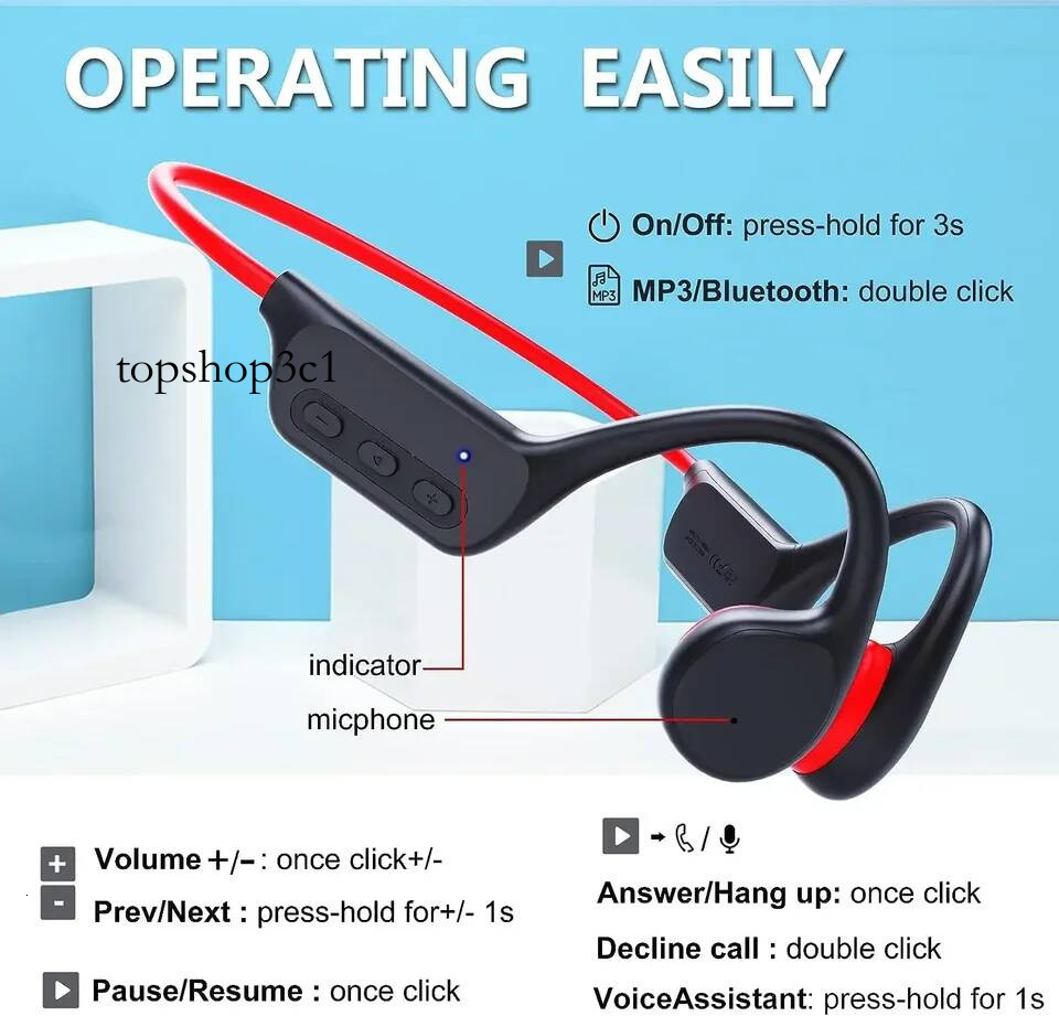 shokz Bone Conduction Bluetooth Headphones 32G Memory Sports run Waterproof Swimming headsets for aftershokz openswim