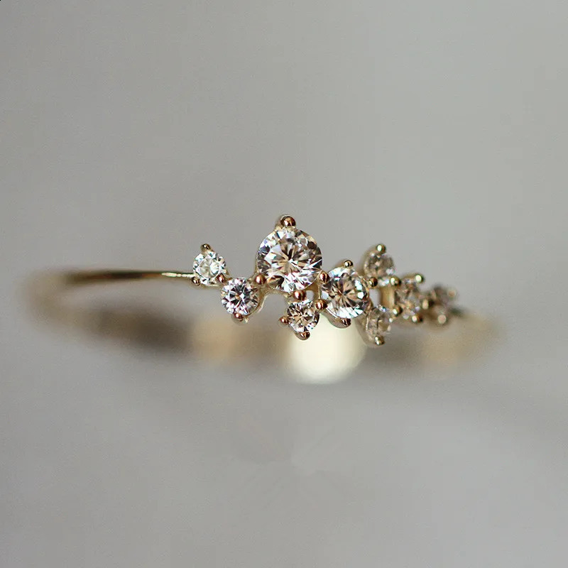 925 Sterling Silver Classic Irregular Shiny Star Plum Ring Women 14k Gold Plating High-end Temperament Party Jewelry Accessories 260207