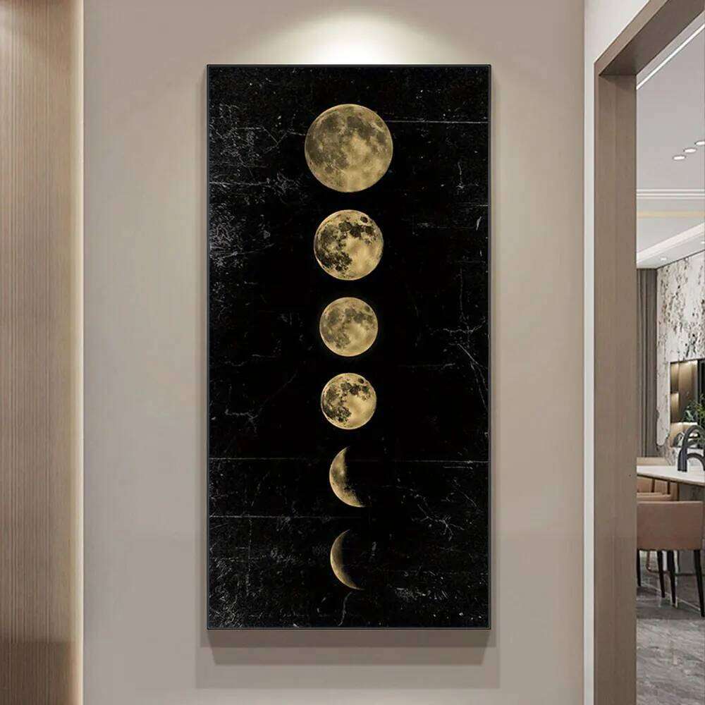 Moon Phase Gold Black Posters Aesthetic Canvas Art Prints Abstract Painting Wall Picture for Living Room Home Decor 26Y0210