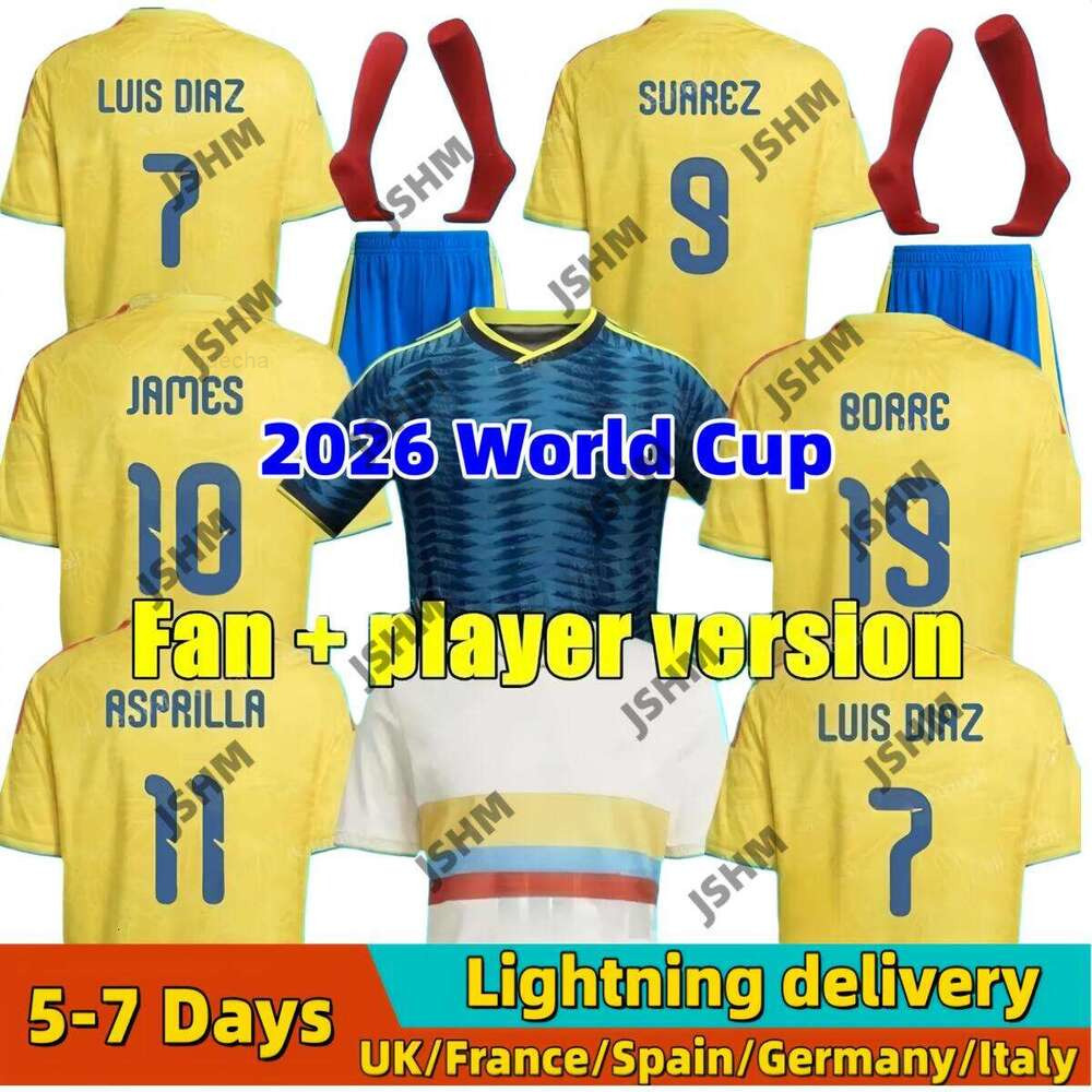 2026 World Soccer Jerseys Copa America LUIS DIAZ FALCAO JAMES Home Cup 2025 Colombia Football Shirt CUADRADO Men Kids Kit Camiseta De Futbol88