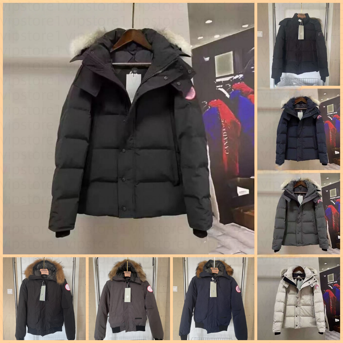 Canadas puffer goosser mens with Badge fashion Parka Men Hooded Winter Jacket Coat Warm Thicken Cotton Classic Trend fur collar Hiver designer jacket EU size XS-2XL