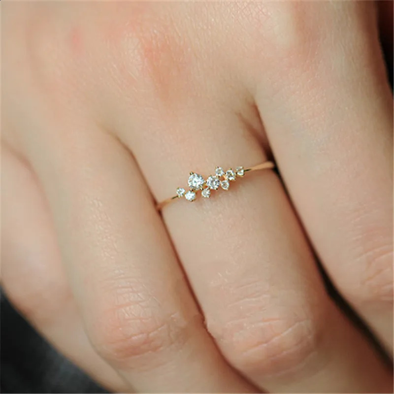 925 Sterling Silver Classic Irregular Shiny Star Plum Ring Women 14k Gold Plating High-end Temperament Party Jewelry Accessories 260207