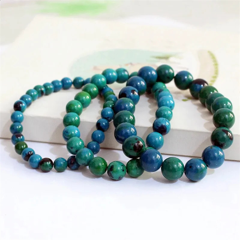 Chrysocolla Malachite Bracelet Women Men Natural Stone Beads Round Diabetes Relief Healing Lose Weight Jewelry 260206