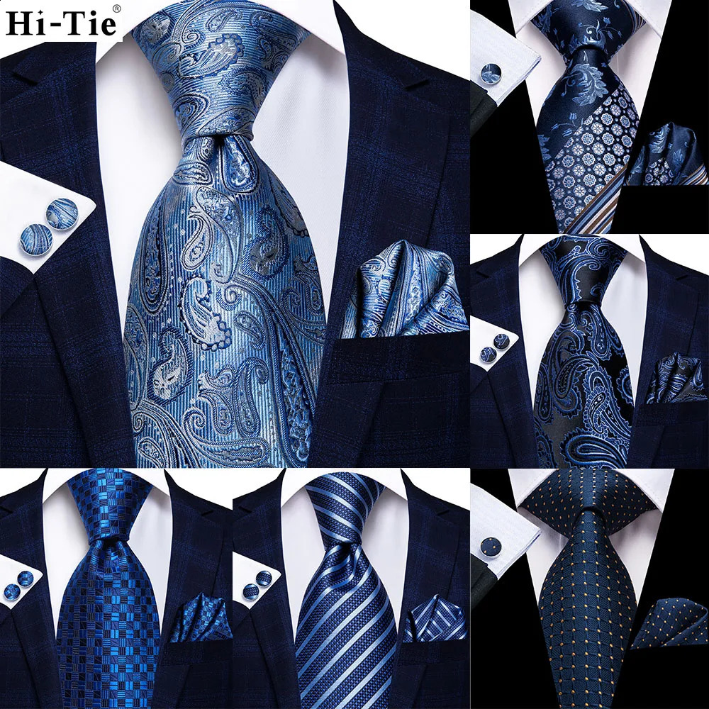 63inches 160cm Silk Mens Tie Set Extra Long Ties for Men Handkerchief Woven Classic Necktie Pocket Square HiTie 260206