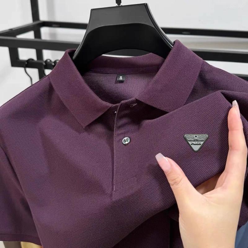 Mens Polos Printed 2026 Summer Fashion High-end Breathable Short Sleeved Casual Business Lapel Polo Shirt Pure Cotton Top T-shirt