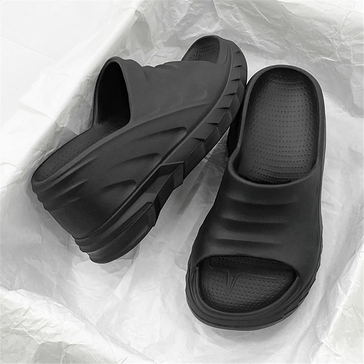 Women Fashion Summer 8 cm Chunky Sole Wedges Heels Flip Flops Casual Shoes Waterproof Taiwan Slippers Sexy Lady Sandals 260209