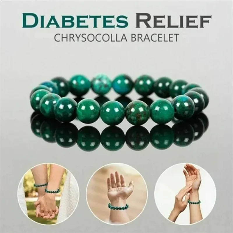 Chrysocolla Malachite Bracelet Women Men Natural Stone Beads Round Diabetes Relief Healing Lose Weight Jewelry 260206