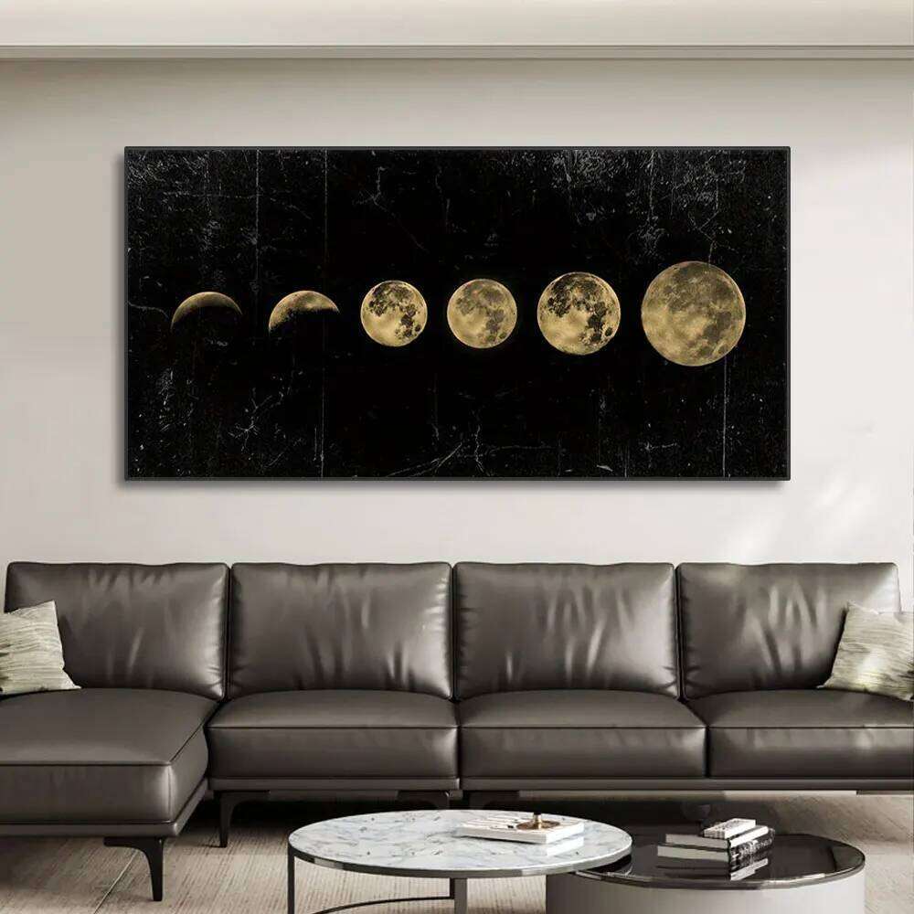 Moon Phase Gold Black Posters Aesthetic Canvas Art Prints Abstract Painting Wall Picture for Living Room Home Decor 26Y0210