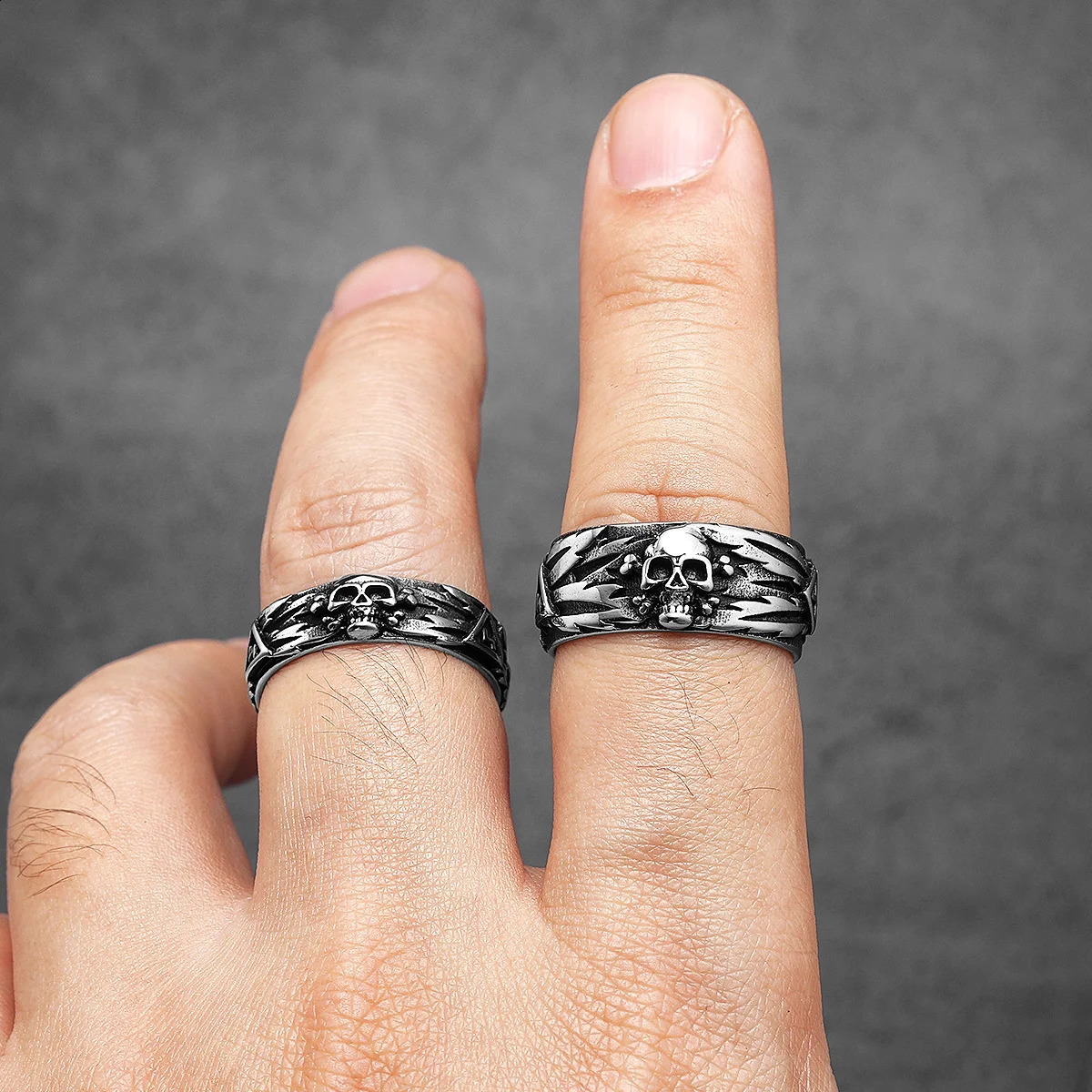Wwii German Ww2 Ss Stainless Steel Eagle Bague Retro Ring Gothic Domineering Skull Devil Men Punk Rock Fashion Jewelry260202ww
