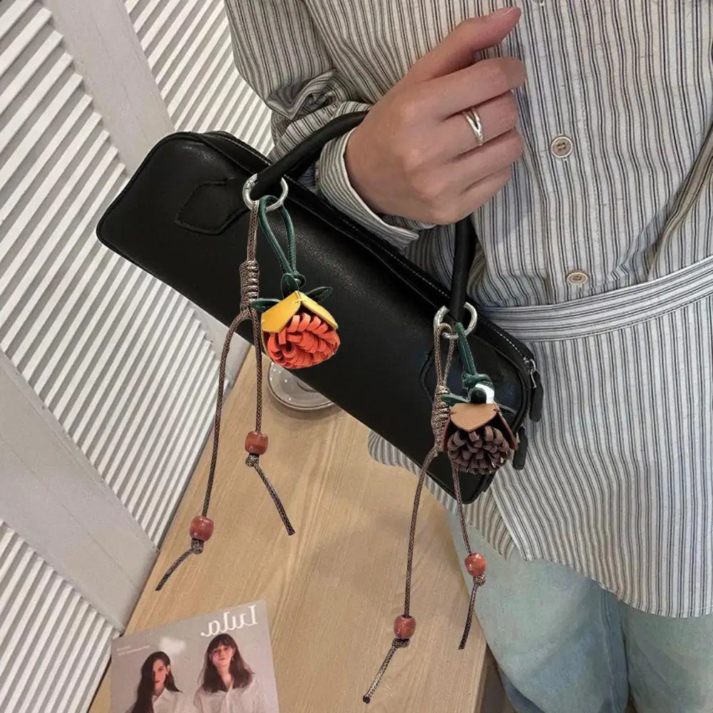 Creative Pinecone Flower Ball Purse Hanging Pendants Cute Tassel Ball Handmade Rope Keychain Bag Pendants Charms For Bags 260130 - view 4