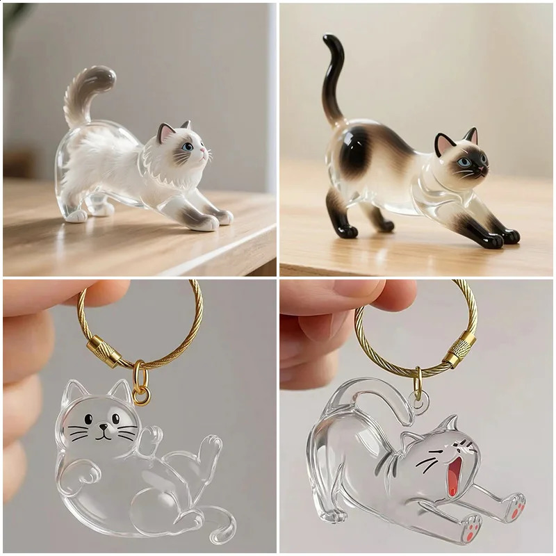 Cat Hair Capsules Pendent Transparent Kitten Fur Storage Box Souvenir Keychian Pet Siamese Ragdoll Cat Hair Storage Keyring260202