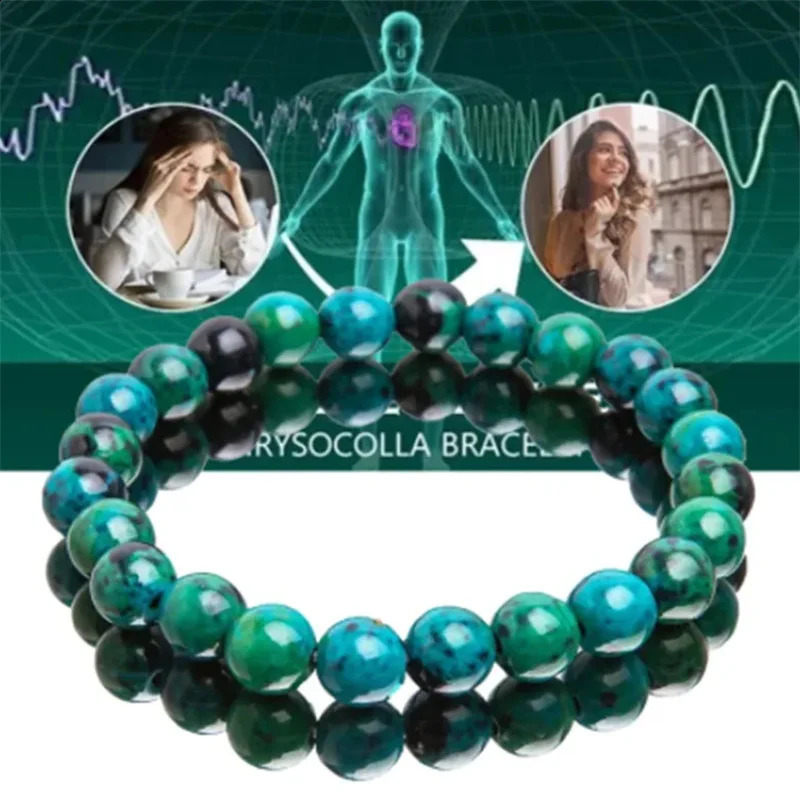 Chrysocolla Malachite Bracelet Women Men Natural Stone Beads Round Diabetes Relief Healing Lose Weight Jewelry 260206