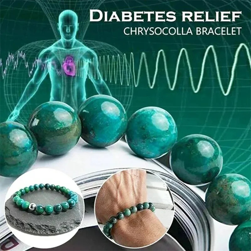 Chrysocolla Malachite Bracelet Women Men Natural Stone Beads Round Diabetes Relief Healing Lose Weight Jewelry 260206