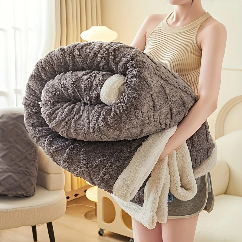 1pc Jacquard Sherpa Weighted Blanket 8lbs for Adults Soft Warm and Thickened Calm Ultimate Comfort 4 colours 260122