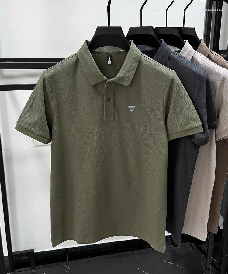 Mens Polos Printed 2026 Summer Fashion High-end Breathable Short Sleeved Casual Business Lapel Polo Shirt Pure Cotton Top T-shirt