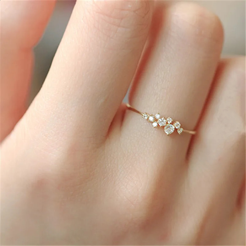 925 Sterling Silver Classic Irregular Shiny Star Plum Ring Women 14k Gold Plating High-end Temperament Party Jewelry Accessories 260207