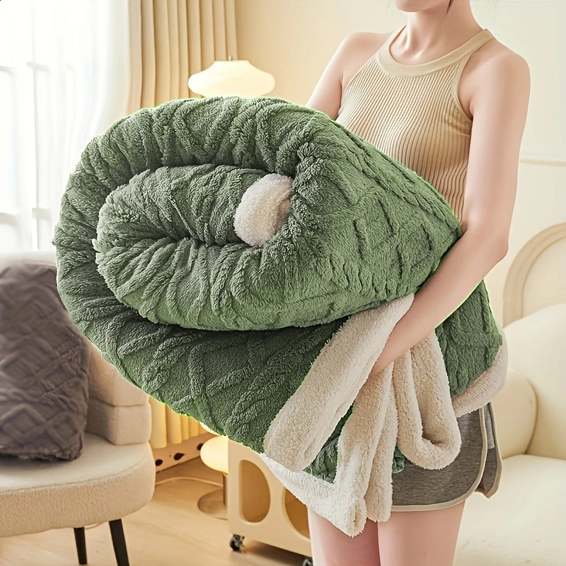 1pc Jacquard Sherpa Weighted Blanket 8lbs for Adults Soft Warm and Thickened Calm Ultimate Comfort 4 colours 260122