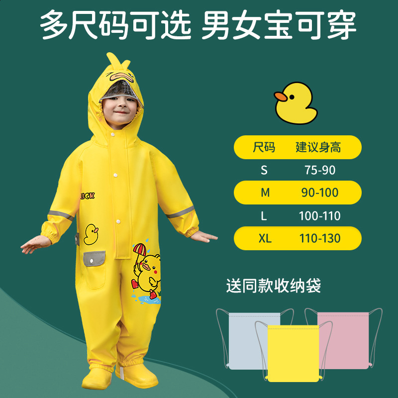 70-135cm Raincoat For Toddler Boys Girls Kids 1 3 6 Years Waterproof Zipper Rain Coat Pant Raingear Kids Playing Suit 240603