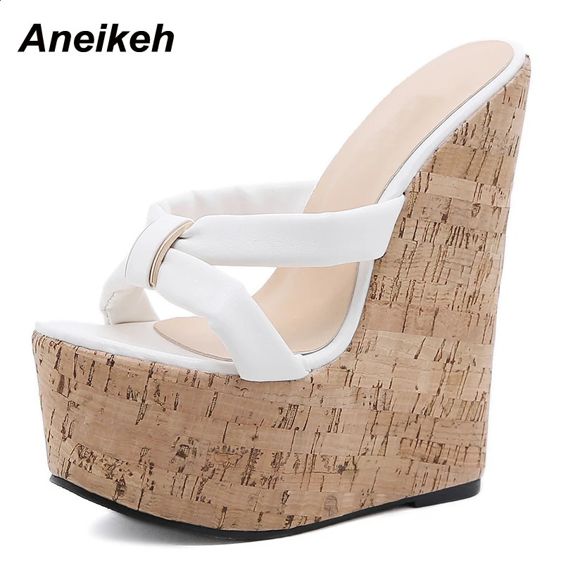 Aneikeh Wedges Heel Women Slippers Fashion Open Toe Platform Sandals Summer Super High Heels Female Party Shoes Size 35-42 260205