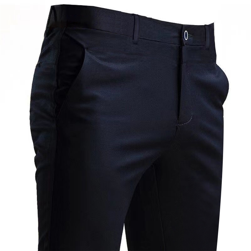 Mens Suit Pants Stretch Smart Casual Trousers Pocket Solid Color Straight Wearable Full Length Home Work Black Dress Pants 260327