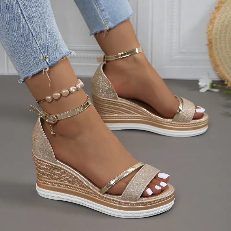 Summer Women Wedges Sandals Fashion Solid Color Shoes for Women High Heels Platform Sandals Zapatos De Mujer 260306