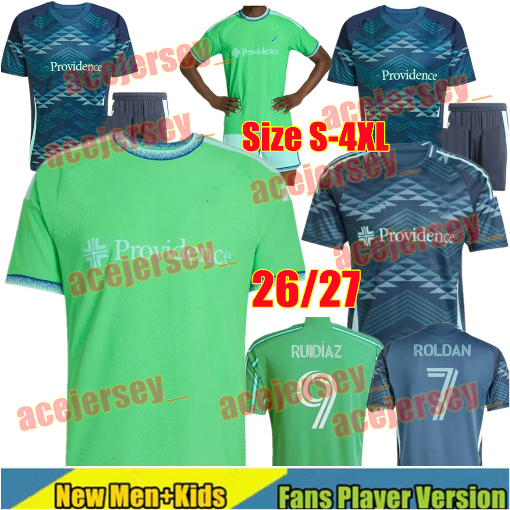 26 27 Seattle Soccer Jersey Pre-Match Men Home Green 2026 2027 Football Shirt Primary Home Red Away NOUHOU FERREIRA DE LA VEGA MORRIS ROLDAN LODEIRO ARRIOLA man kids kit