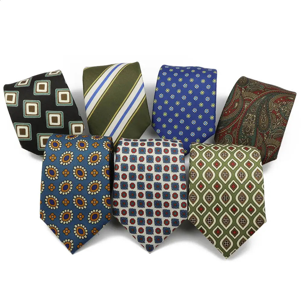 Mens Fashion 8cm Cotton Tie Soft Novel Blue Orange Paisley Green Stripe Necktie Suit Business Wedding Party Accessory Gifts 260206