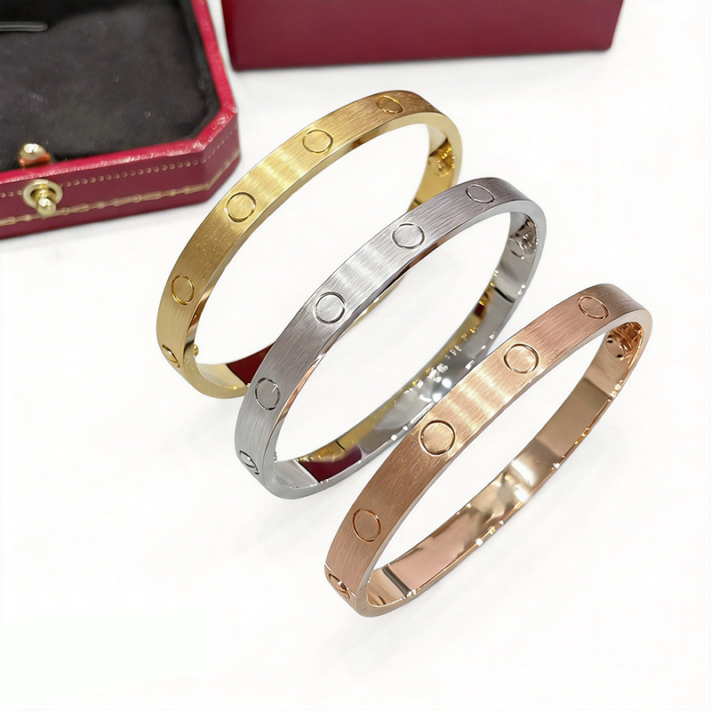 Brushed Finish Plane Screw Bracelet Bangle Designer For Women Men With Screwdriver Plated V-Gold Cuff Bracelet 6MM W Jewelry Woman Christmas Gift With Box Size 16-19