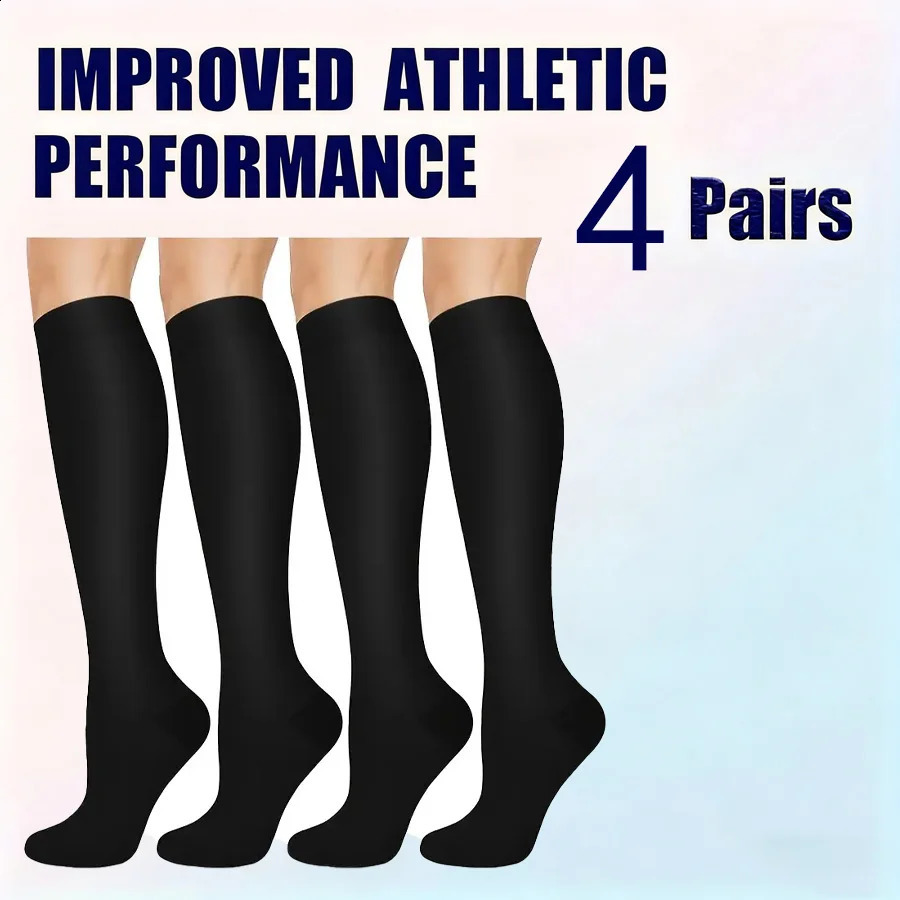 4 pairs compression socks for men and women for running cycling yoga and travel mid-calf socks 260130