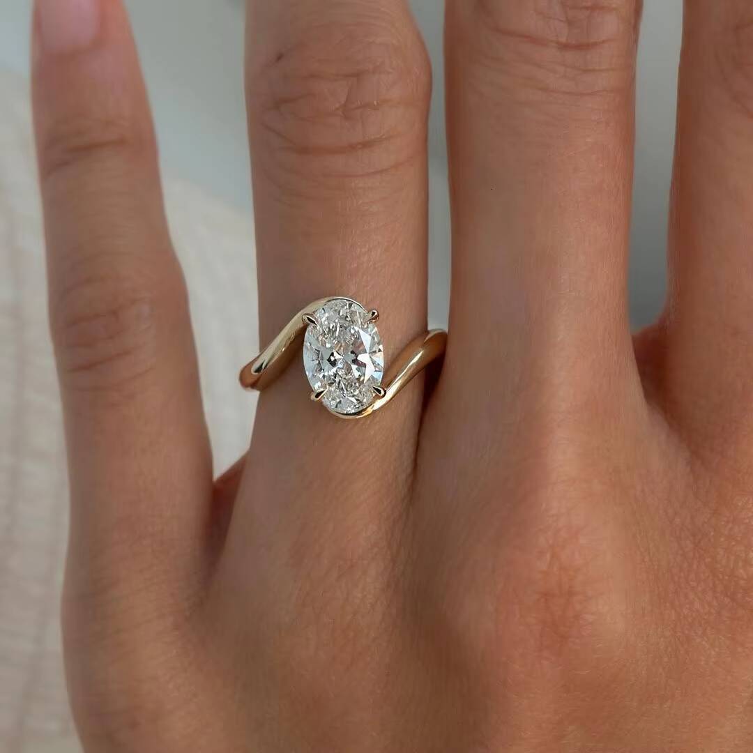 14K VVS D Color Solid Gold Synthetic Diamond Rings Igi Certified Cvd Hpht Created Diamond Engagement Lab Grown Diamond Ring