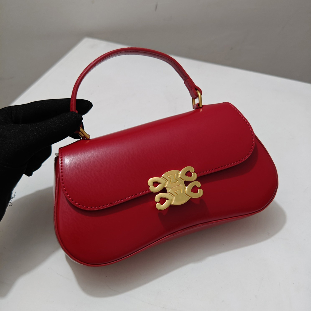 TEEN LOLA IN SHINY RED CALFSKIN Designer classic and stylish genuine leather handheld crossbody bag womens summer leisure travel high quality evening bags AB6890