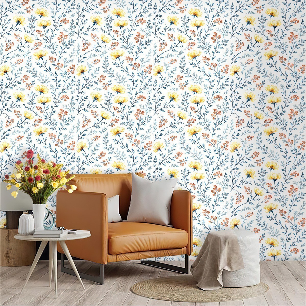 Wallpaper Self-Adhesive Floral Wallpaper PVC Wall Decoration Bedroom Room Background Wall Sticker Floral Wall Sticker220927